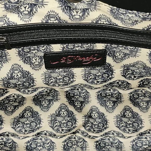 Ed Hardy Black Bag with Floral and Skull Embroidery - Picture 4 of 4